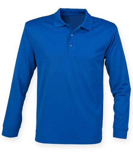 Henbury Unisex Long Sleeve Coolplus? Piqu? Polo Shirt - ROY - 3XL